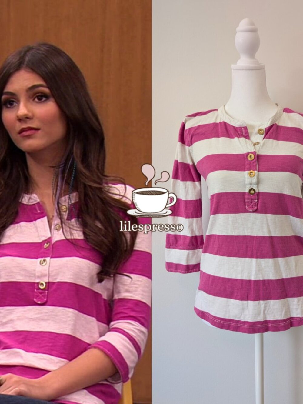 j crew pink stripe top ASO tori vega victorious & jess day new girl (small)